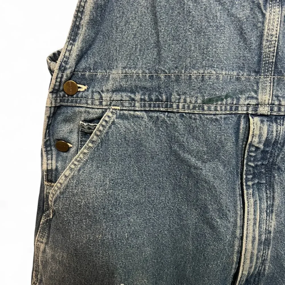Carhartt Denim Overalls Washed Distressed Mens Sz 38x36 Darkstone Series R07-DST